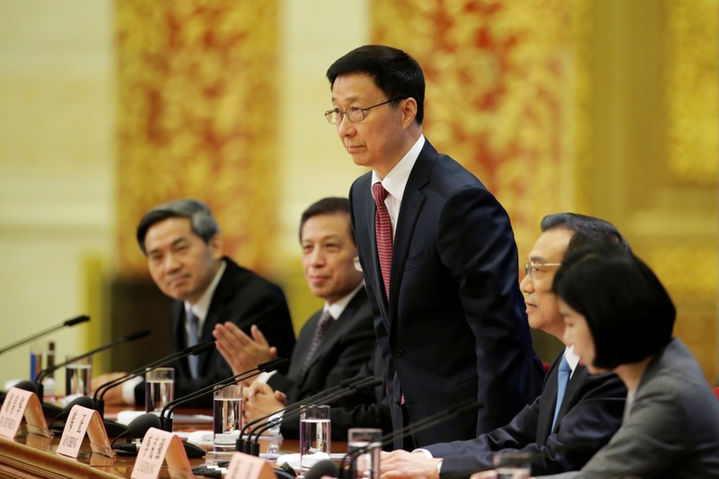 Chinese Vice Premier Han Zheng attends the news conference following the closing session of the NPC, at the Great Hall of the People in Beijing