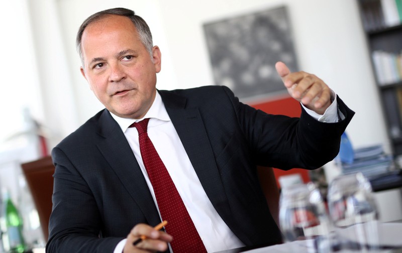 FILE PHOTO: Benoit Coeure, board member of the European Central Bank (ECB), is photographed during an interview with Reuters journalists at the ECB headquarters in Frankfurt