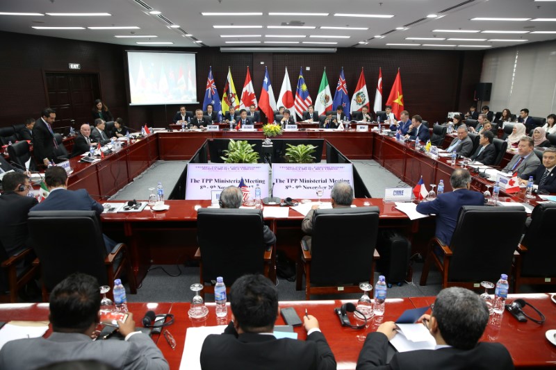 FILE PHOTO - Trade ministers and delegates from the remaining members of the Trans Pacific Partnership (TPP) attend the TPP Ministerial Meeting during the APEC 2017 in Da Nang