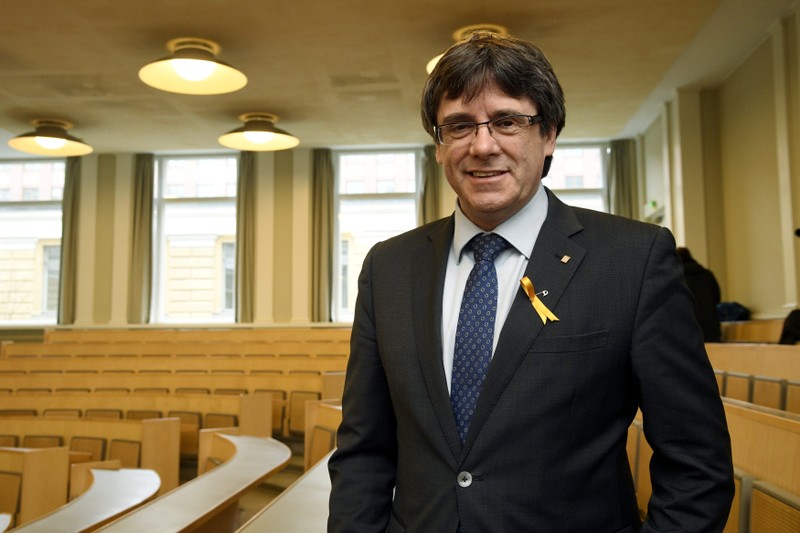 FILE PHOTO: Pro-independence Catalonia's deposed leader Carles Puigdemont visits Finland