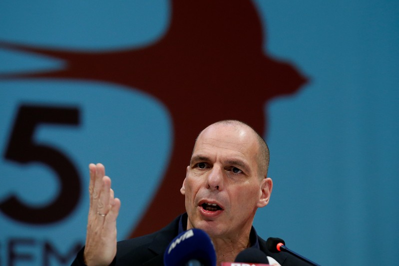 Former Greek Finance minister Yanis Varoufakis presents his new party MeRA25