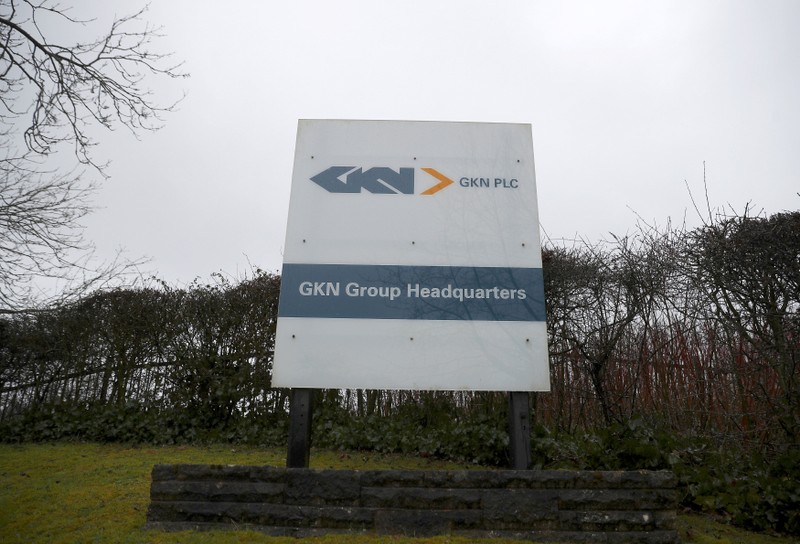 FILE PHOTO: Branding is seen outside the headquarters of GKN in Redditch