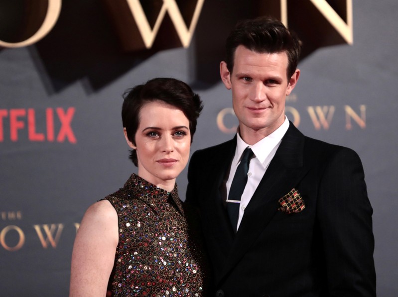 FILE PHOTO: Actors Claire Foy, who plays Queen Elizabeth II, and Matt Smith who plays Philip Duke of Edinburgh, attend the premiere of 