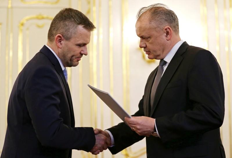 President of Slovakia Andrej Kiska designates Peter Pellegrini for the new Slovak prime minister in Bratislava