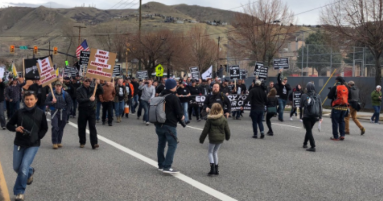 Small counter-demonstrations take place amid anti-gun violence rallies