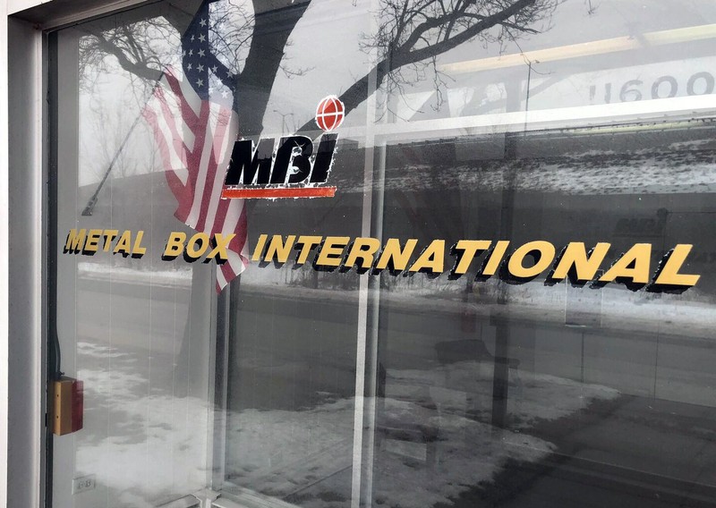 The glass entranceway to Metal Box InternationalÕs toolbox factory is seen in Franklin Park