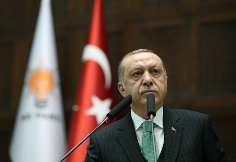 Presidente da Turquia, Tayyip Erdogan, no Parlamento em Ancara