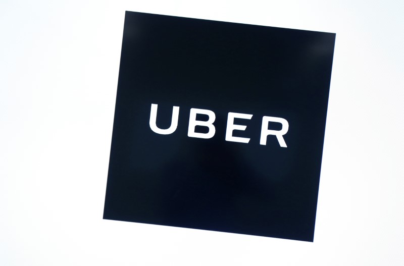 Uber's logo is pictured at its office in Tokyo