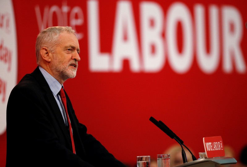 The leader of Britain's opposition Labour Party, Jeremy Corbyn, delivers a speech at the official launch of Labour's local election campaign in Manchester