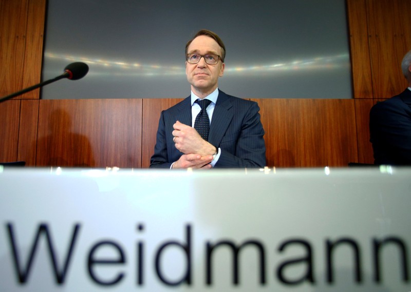 German Bundesbank President Weidmann at the annual news conference in Frankfurt
