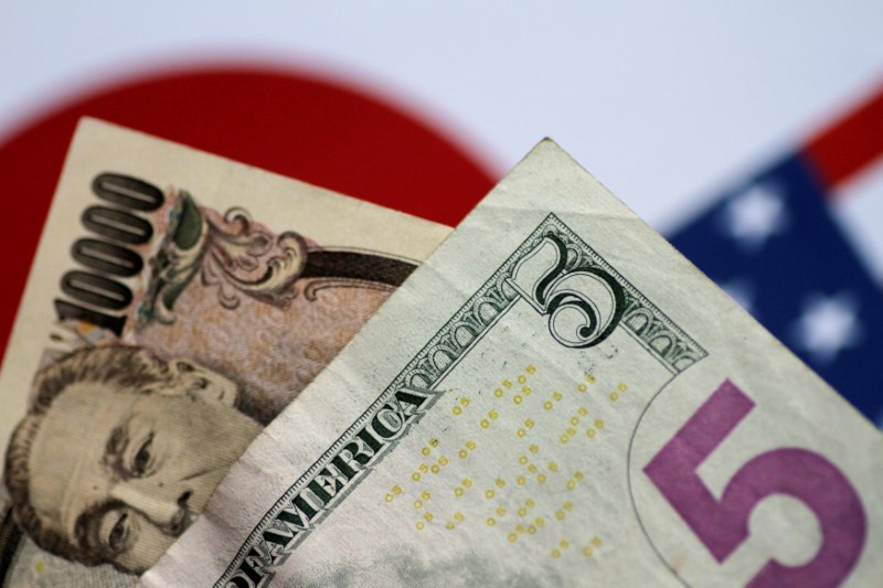 FILE PHOTO: Illustration photo of U.S. Dollar and Japan Yen notes