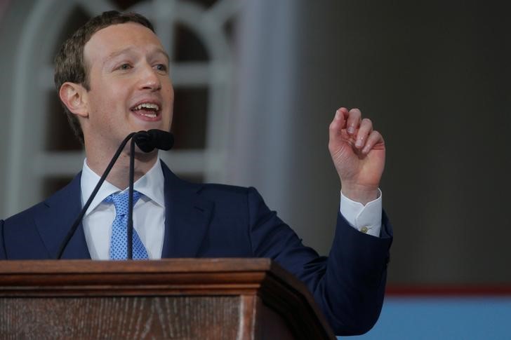 Facebook founder Mark Zuckerberg speaks during the Alumni Exercises following the 366th Commencement Exercises at Harvard University in Cambridge