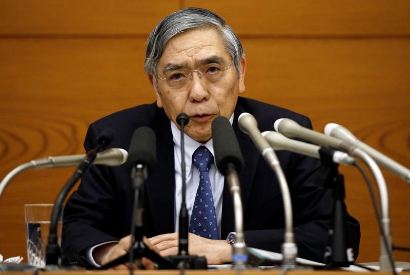 BOJ Governor Kuroda attends a news conference at the BOJ headquarters in Tokyo
