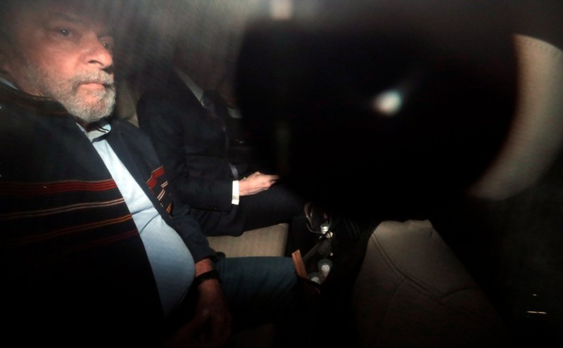 Former Brazilian President Luiz Inacio Lula da Silva inside a car in Sao Paulo