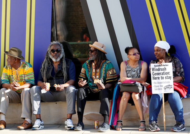 FILE PHOTO: People gather in Windrush Square to show solidarity with the Windrush generation in the Brixton district of London