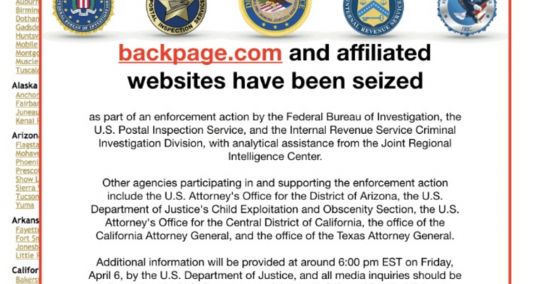 Feds seize classified ad site Backpage.com over sex trafficking ads