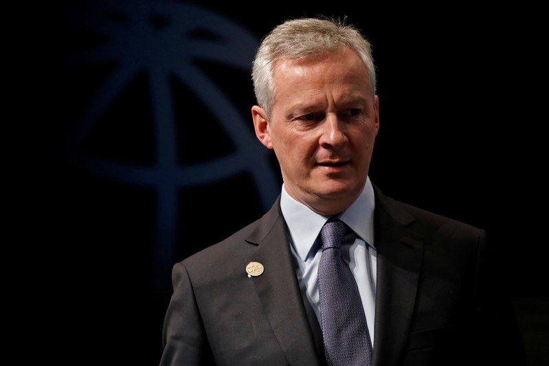 French Minister for the Economy and Finance Bruno Le Maire arrives at panel on the security-development nexus during IMF spring meetings in Washington