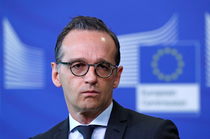 German Foreign Minister Heiko Maas speaks at a news conference in Brussels