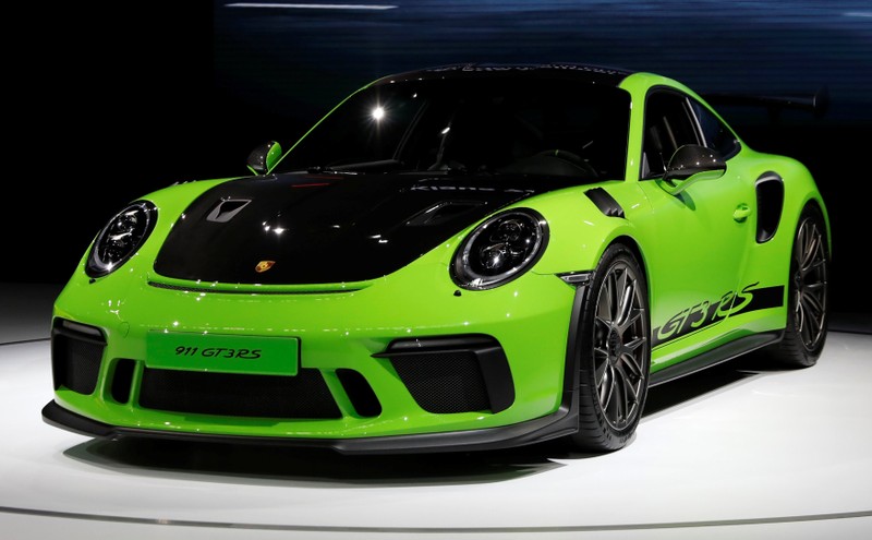 FILE PHOTO: The 2019 Porsche 911 GT3 RS is displayed at the New York Auto Show in New York