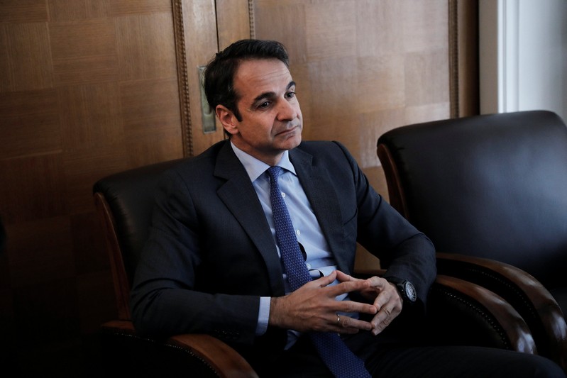Main opposition New Democracy conservative party leader Mitsotakis meets with journalists of the Foreign Press Association of Greece, in Athens