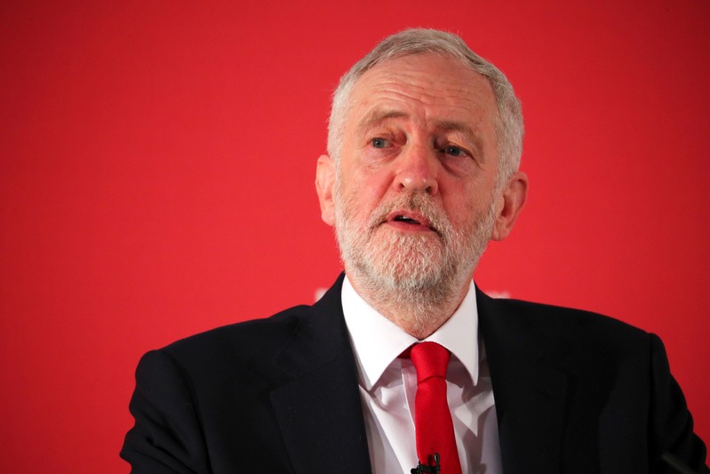 Jeremy Corbyn, the leader of Britain's Labour Party, speaks at the launch of their local election campaign, in London