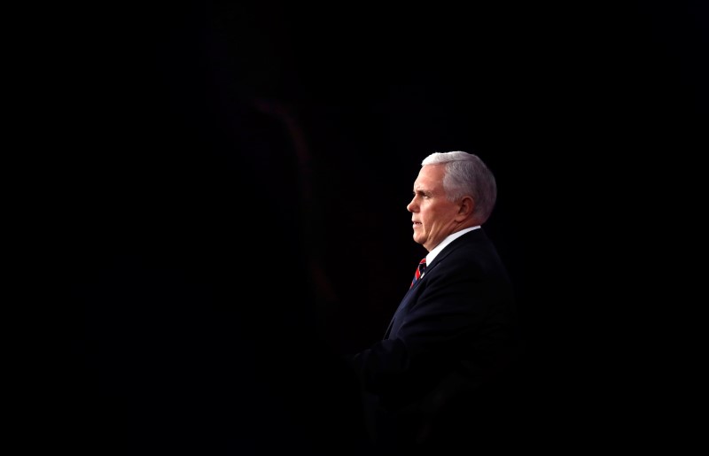 Pence speaks at the CPAC conference held in National Harbor, Maryland