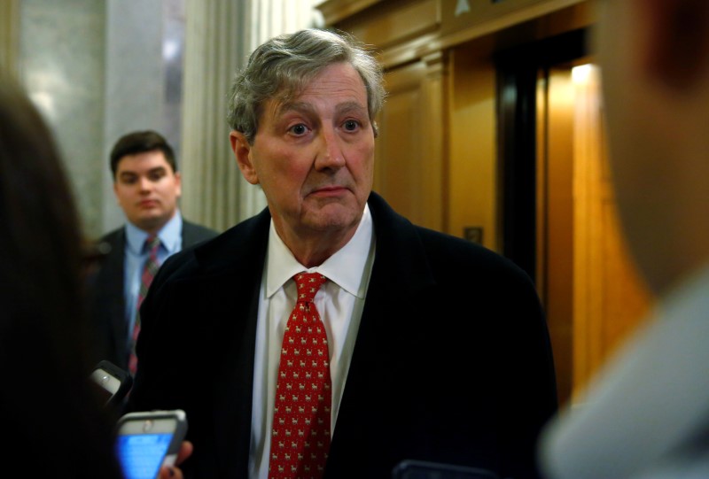 Senator John Kennedy (R-LA) speaks to reporters after a vote to end a government shutdown on Capitol Hill in Washington