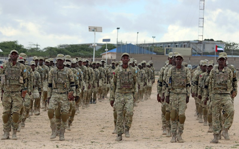 Somali military officers attend a training programme by the United Arab Emirates at their military base in Mogadishu