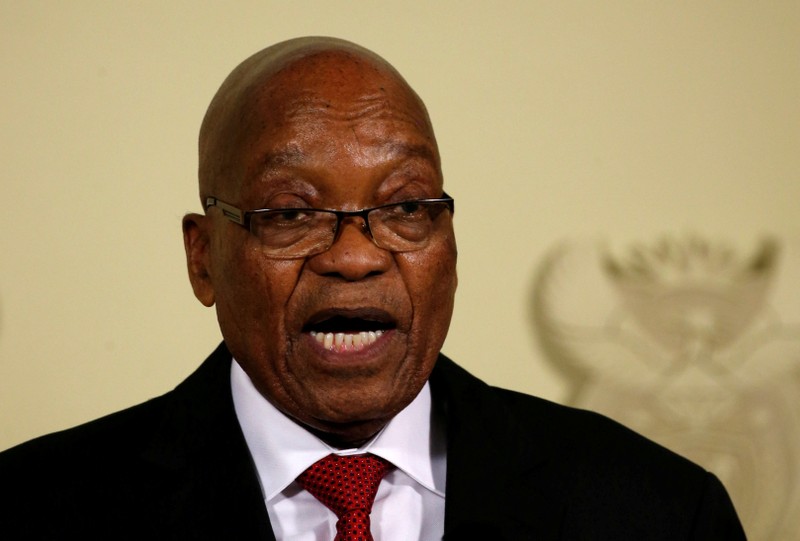 FILE PHOTO: South Africa's President Jacob Zuma announces his resignation at the Union Buildings in Pretoria