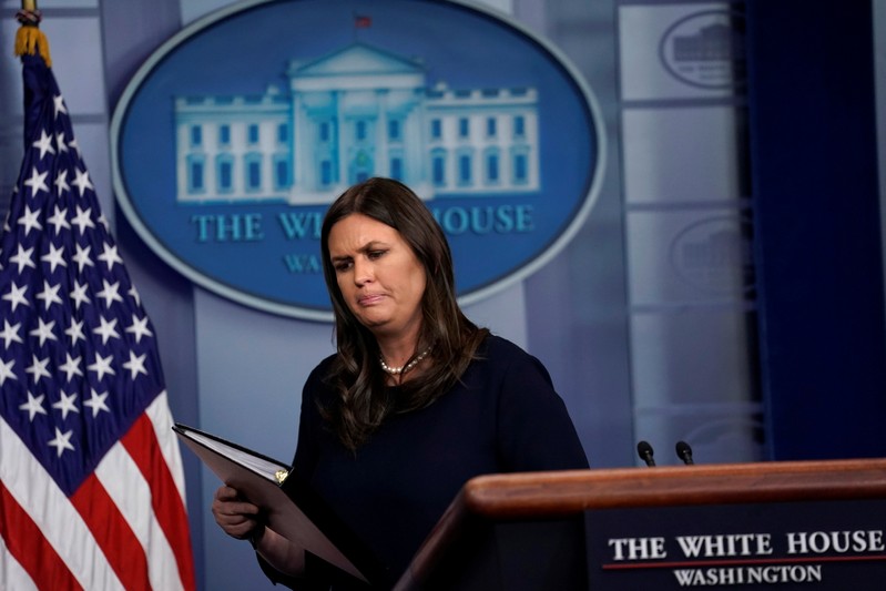 U.S. White House Press Secretary Sarah Huckabee Sanders holds the daily briefing at the White House in Washington