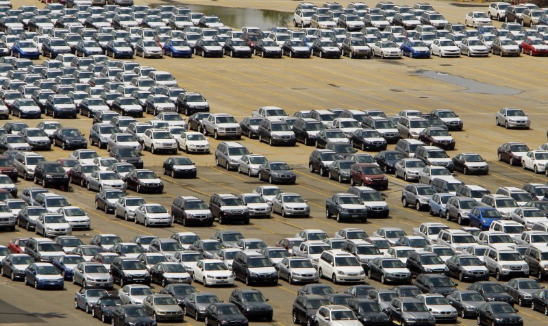 New cars sit in the lot at the Boston Autoport