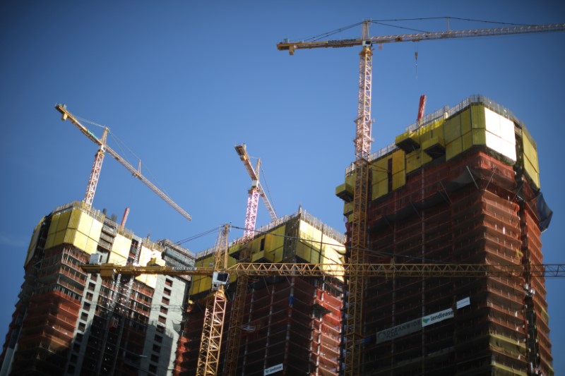 Construction is seen in downtown Los Angeles