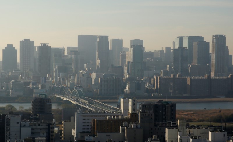 FILE PHOTO: A general view shows downtown area in Osaka