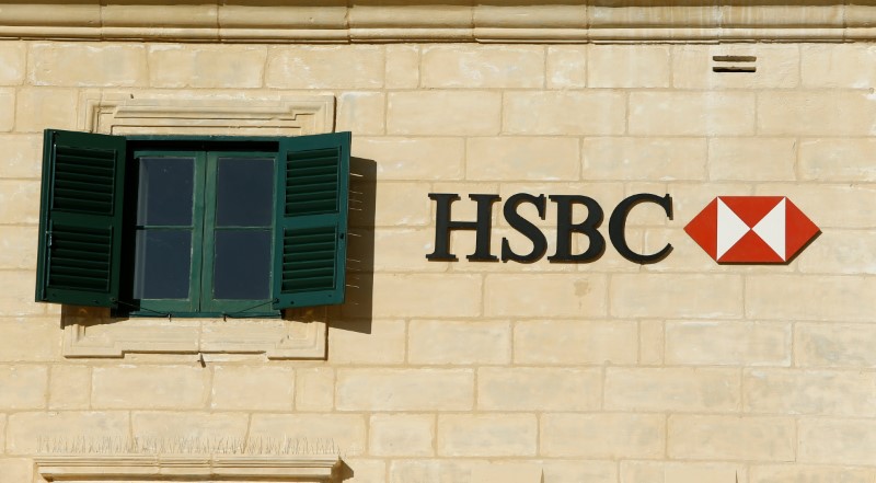 HSBC bank signage is seen on a bank branch in Valletta