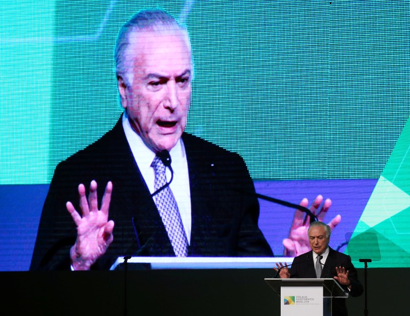 Brazil's President Michel Temer attends the Brazil Investment Forum 2018 opening ceremony in Sao Paulo