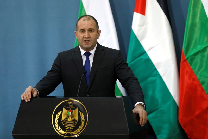 FILE PHOTO: Bulgarian President Radev speaks during news conference with Palestinian President Abbas in Ramallah, in the occupied West Bank