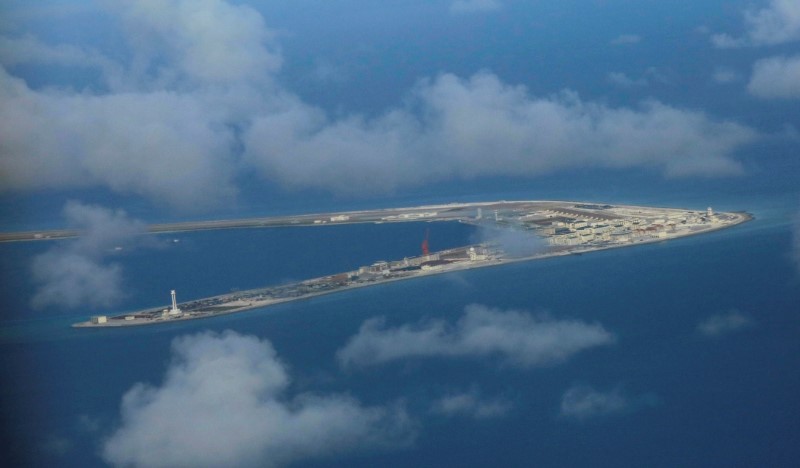 An aerial view of China occupied Subi Reef at Spratly Islands in disputed South China Sea