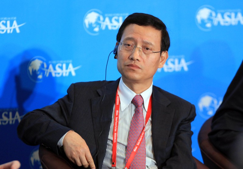 FILE PHOTO: Wang Yincheng, president of the People's Insurance Group of China, attends at a panel discussion at the Boao Forum for Asia in Qionghai