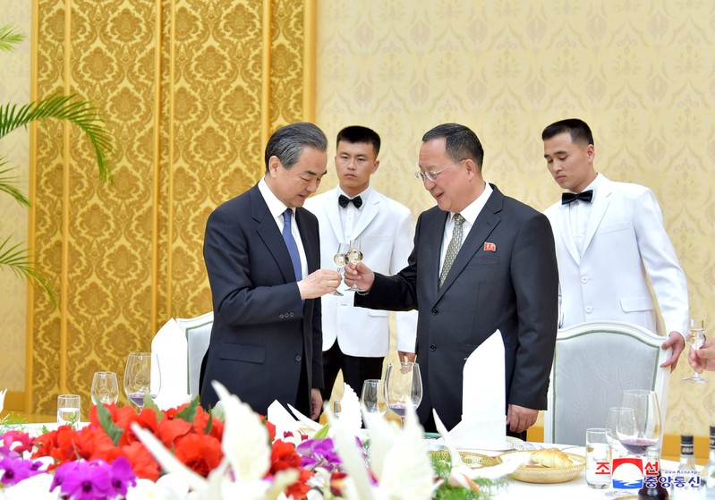 China's state councillor Wang Yi attends a meeting with North Korea's Foreign Minister Ri Yong Ho in Pyongyang