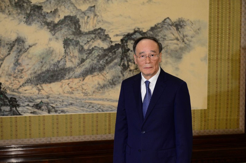 Chinese Vice President Wang Qishan is seen before a meeting with Philippine Foreign Affairs Secretary Alan Peter Cayetano at the Zhongnanhai Leadership Compound in Beijing