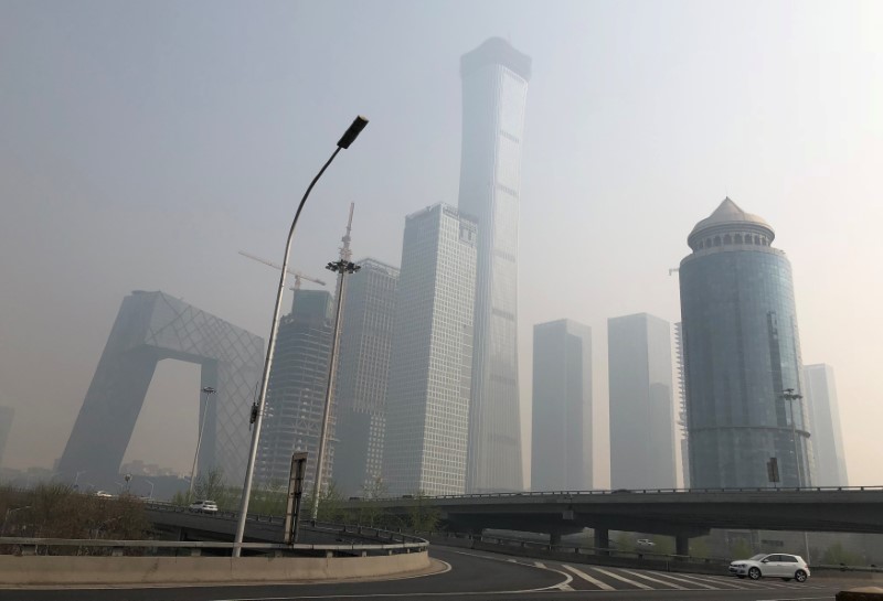FILE PHOTO: Buildings are seen in Beijing's central business area