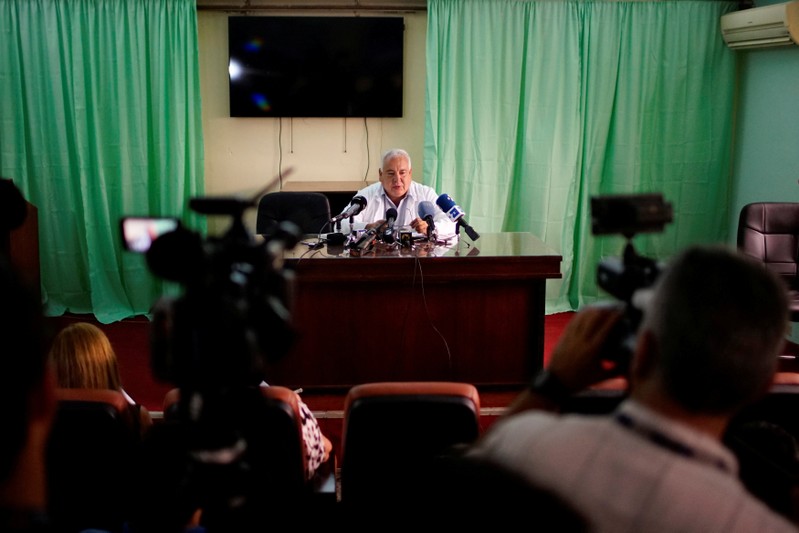 Director of Legal Medical Institute Sergio Rabell speaks about the bodies of the victims of the Boeing 737 plane crash of last Friday during a news conference in Havana