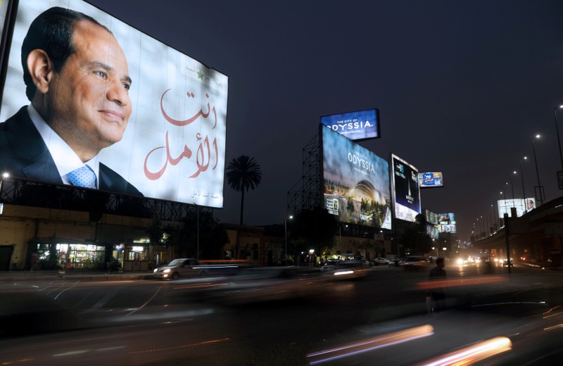 FILE PHOTO: A Cairo street sign showing Egypt's President Abdel Fattah al-Sisi