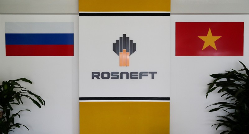 FILE PHOTO: The logo of Russia's oil company Rosneft is pictured at the Rosneft Vietnam office in Ho Chi Minh City