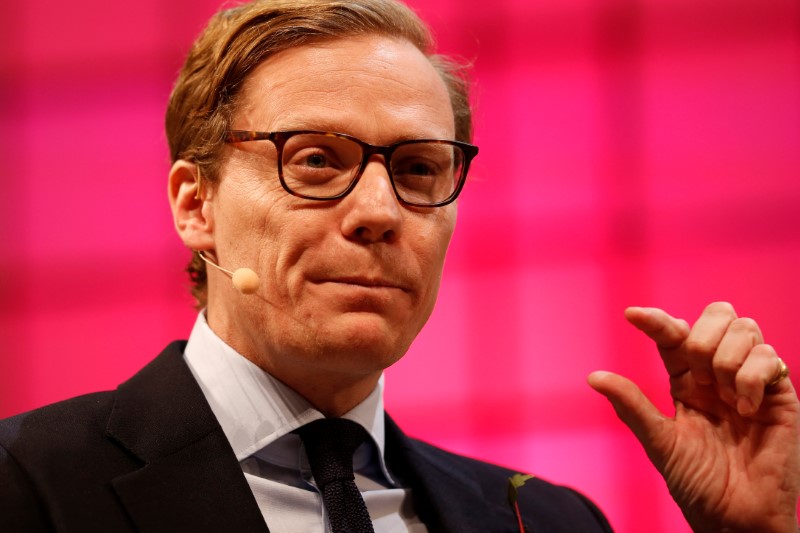 CEO of Cambridge Analytica, Alexander Nix, gestures during the Web Summit, Europe's biggest tech conference, in Lisbon