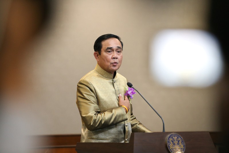 FILE PHOTO: Thailand's Prime Minister Prayuth Chan-ocha gestures during a news conference after a weekly cabinet meeting at Government House in Bangkok,