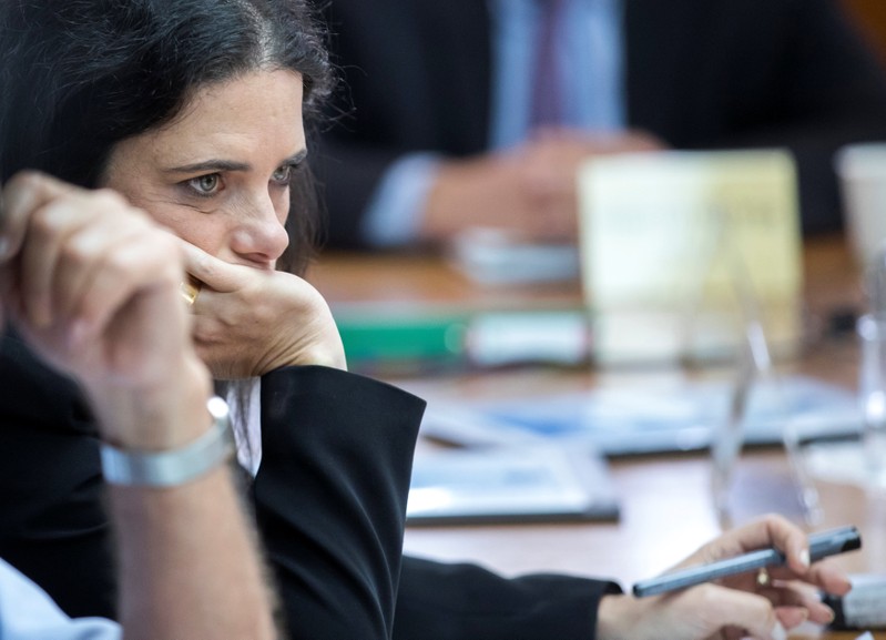 Israeli Justice Minister Ayelet Shaked attends the weekly cabinet meeting at the Prime Minister's office in Jerusalem