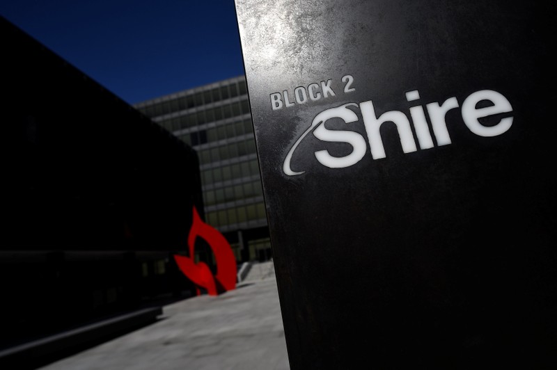 A Shire logo is seen outside their offices in Dublin