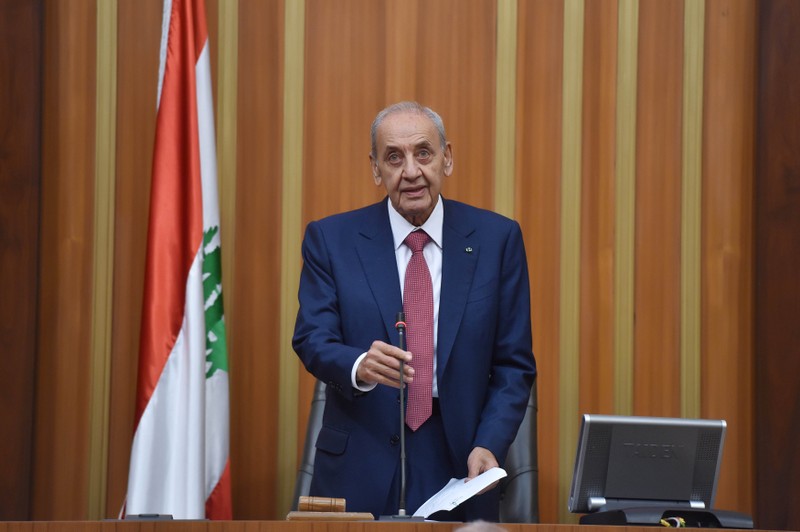 Nabih Berri, speaks after he was re-elected Lebanon's parliamentary speaker, as Lebanon's newly elected parliament convenes for the first time to elect a speaker and deputy speaker in Beirut