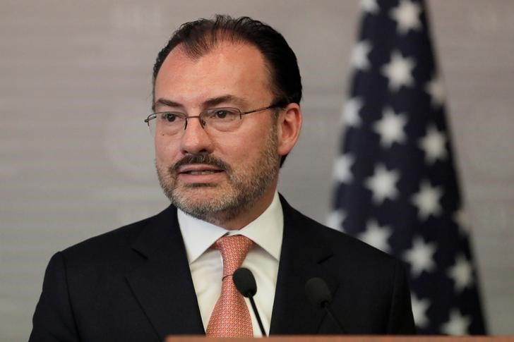Mexico's Foreign Ministrer Luis Videgaray delivers a joint message with U.S. Homeland Security Secretary Kirstjen Nielsen in Mexico City
